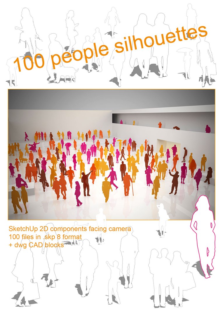 3d 100 People Silhouettes Sketchup