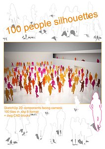 100 people silhouettes for SketchUp