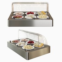 Refrigerated Buffet Display with Cold Cuts and Cheese