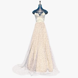 realistic wedding dress vi 3D
