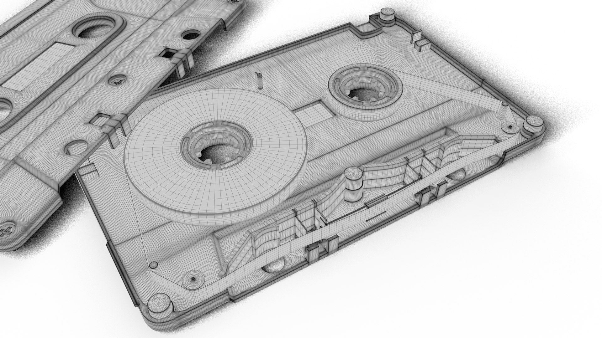 3D model Cassette Tape Case Gray - 4 Variants VR / AR / low-poly