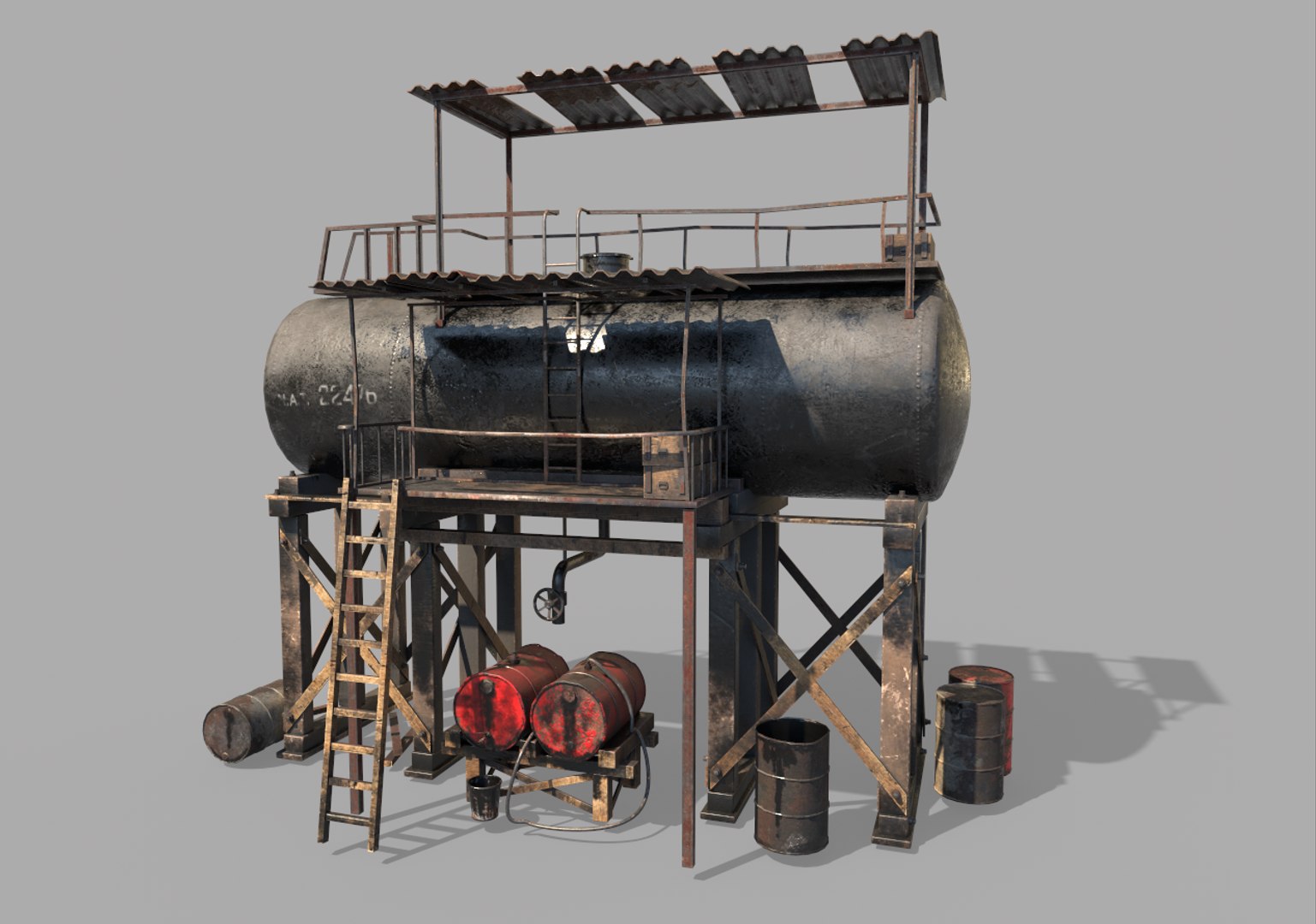 Post-Apocalyptic Oil Station 3D Model - TurboSquid 1714746