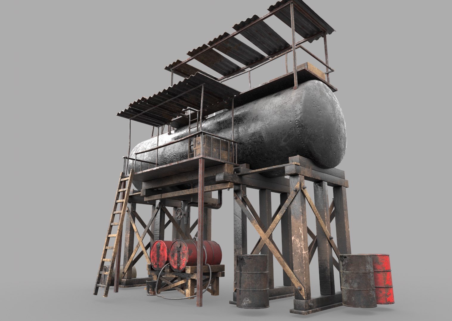 Post-Apocalyptic Oil Station 3D Model - TurboSquid 1714746