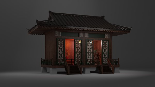 3D Japanese Teahouse Garden Structures Viewing Pavilions Low-poly 3D model model