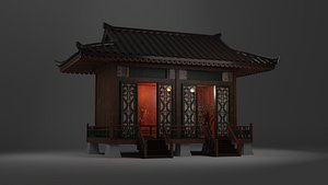 Japanese Teahouse Garden Structures Viewing Pavilions Low-poly 3D model
