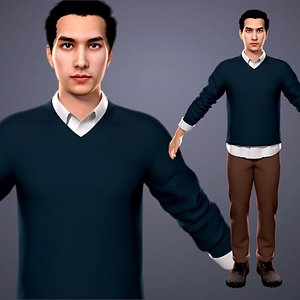 Urban elite middle-aged man handsome 3D