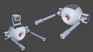 3D Rigged Lowpoly Mech Spherical Fighter Drone