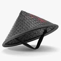 Black Woven Ninja Hat With Red Kanji