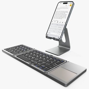 3D model Folding Wireless Keyboard with Phone Stand