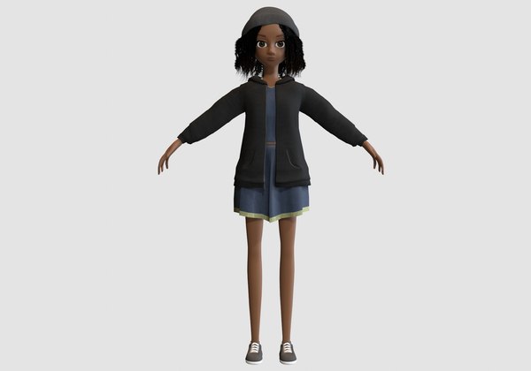 black cartoon kid 3D model