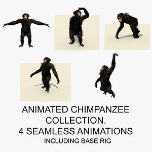 rigged chimpanzee animations chimp 3d model