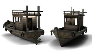 3D Handcrafted Wooden Boat