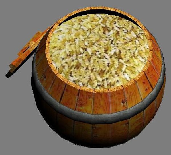 3D 3ds Max Barrel Rice Wooden