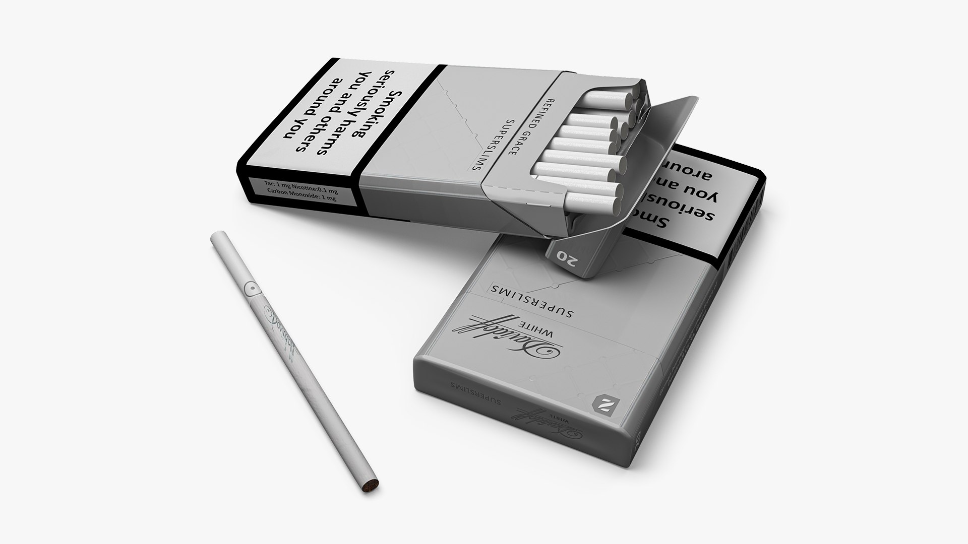 Cigarettes Davidoff White Super Slim Unpacked 3D - TurboSquid 2281779