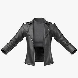3D Leather Jacket 2v and T-shirt Short 2v PBR