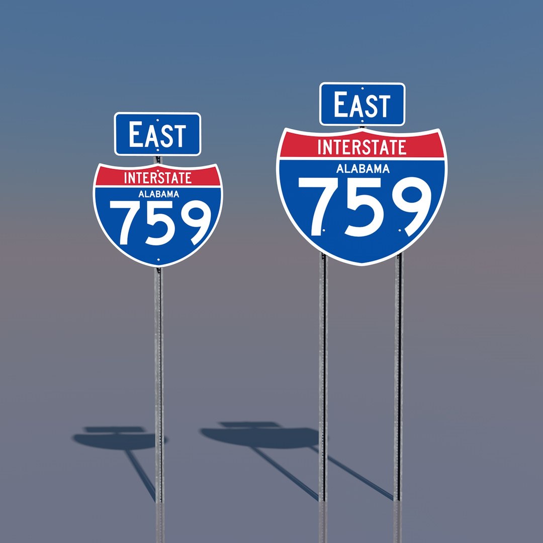 Interstate 759 East Highway Sign 3d C4d