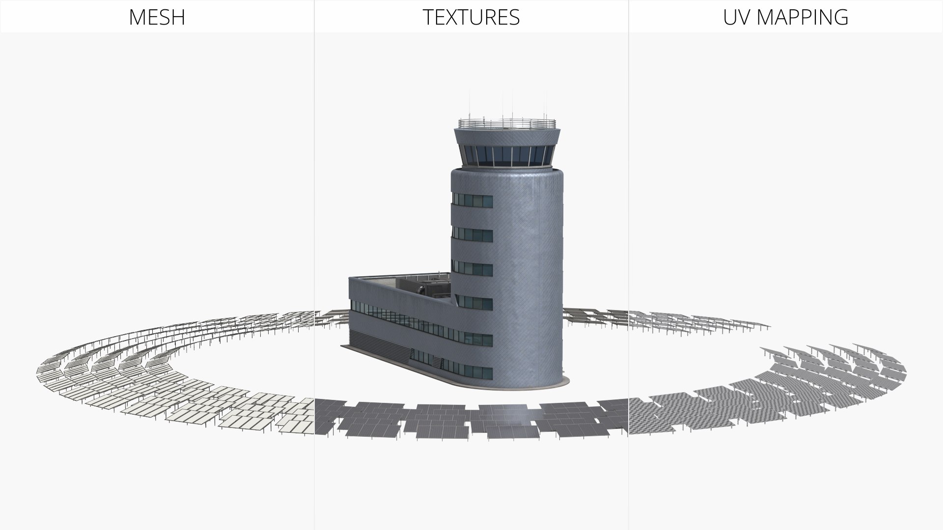 Infrastructure Building With Circular Solar Array 3D Model - TurboSquid ...