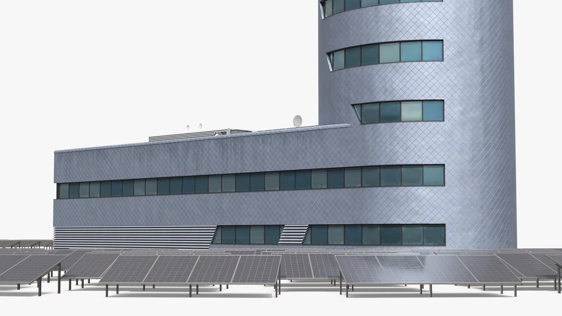 Infrastructure Building With Circular Solar Array 3D Model - TurboSquid ...