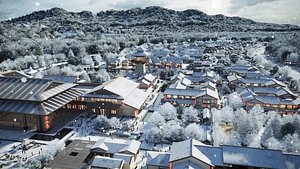 ancient town snow scene model
