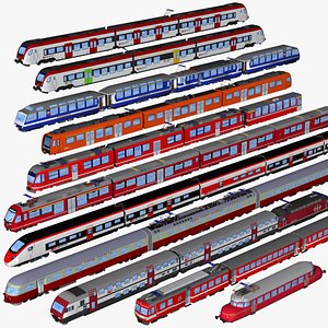 bundle - 11 swiss passenger trains 3D