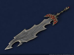 3D model sword wolf