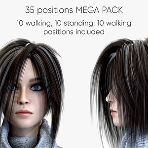 3D Female Woman Character Kenzie I 35 Poses Mega Pack model