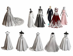 3D model Wedding Dress Collection Bridal Gown Wedding Dress Mannequin