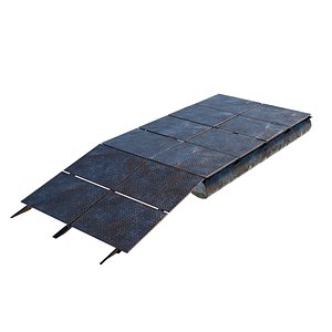 3D model Old metal army pontoon bridge