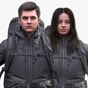 Woman and Man in Hiking Outfits Collection