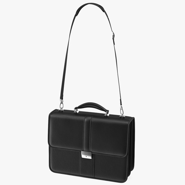 Classic Leather Briefcase Black 3D model