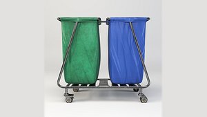 3D Hospital Stainless Steel Medical Waste Trolley model