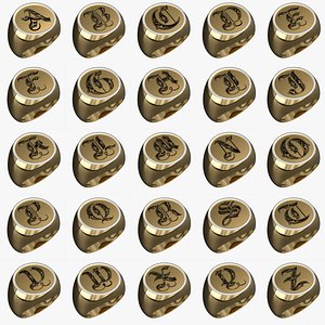3D Alphabet enamel Rings model