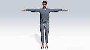 3D model Realistic Injured Male Character 3D Model Low-poly 3D model