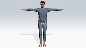 Realistic Injured Male Character 3D Model Low-poly 3D model