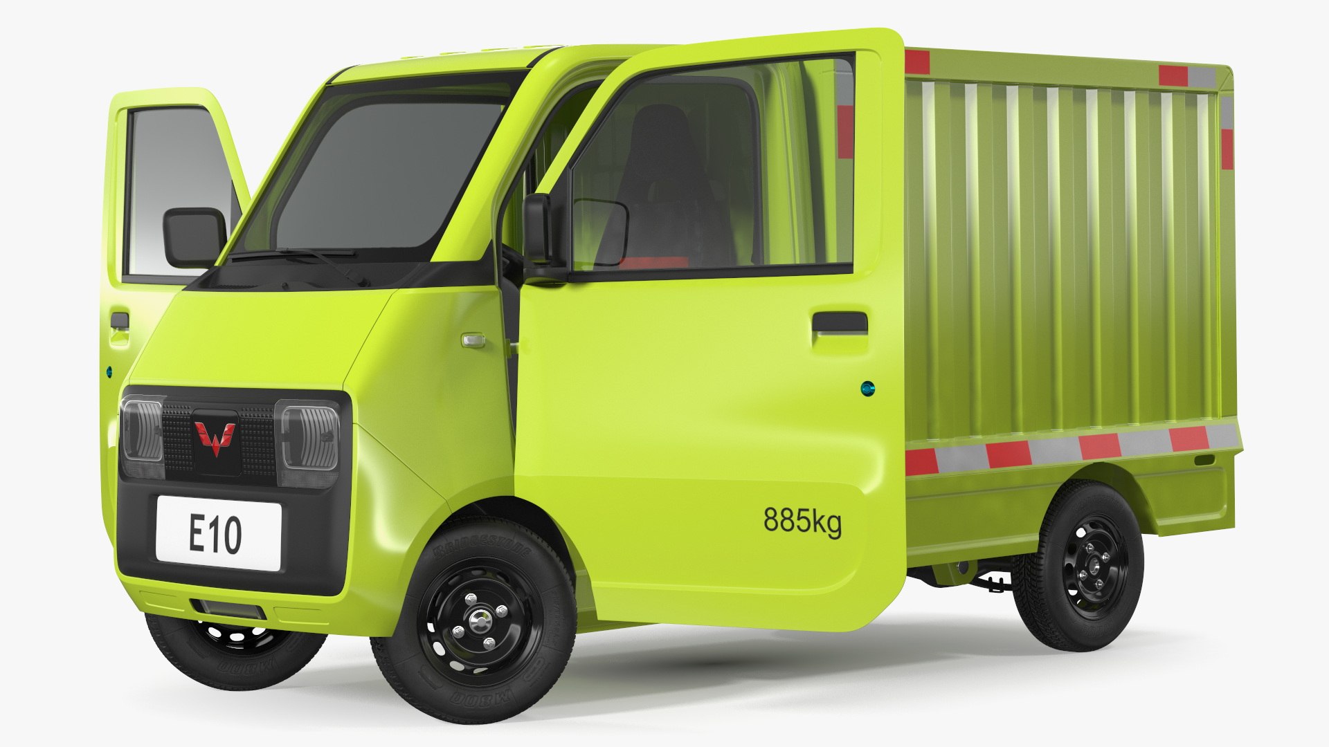 Wuling E10 Mini Truck Green Color Rigged 3D model preview