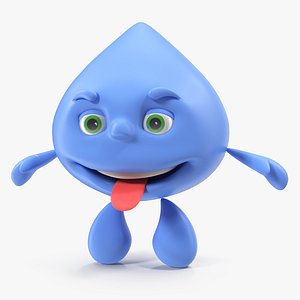 water drop cartoon mascot 3D model