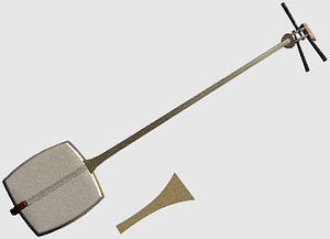 plucked japanese lute 3d model