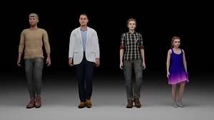 Stylized Doctor and Children Characters 3D model