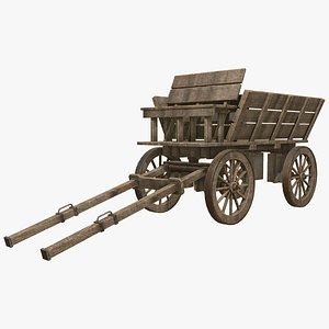 3D model Medieval Wooden Cart 4