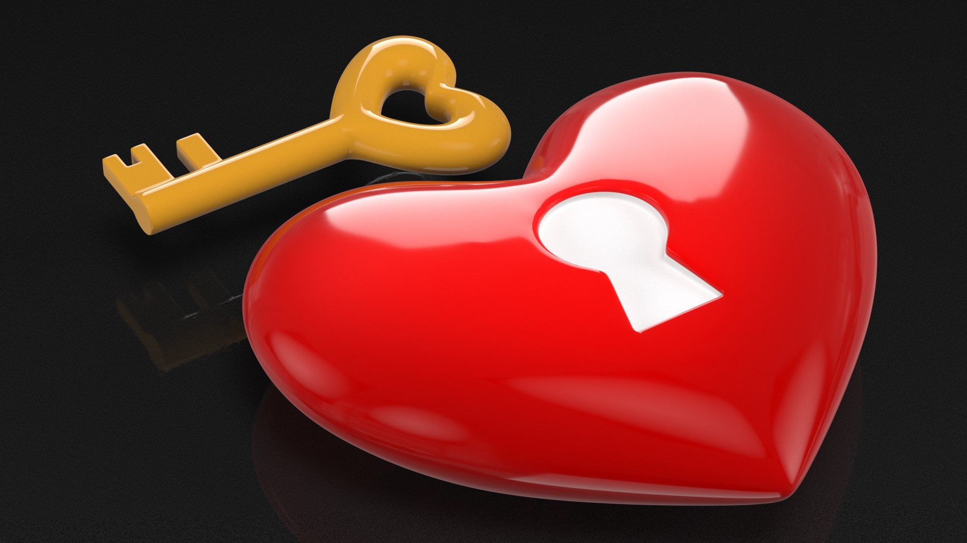 Heart with Keyhole and Key 3D model - TurboSquid 1799373