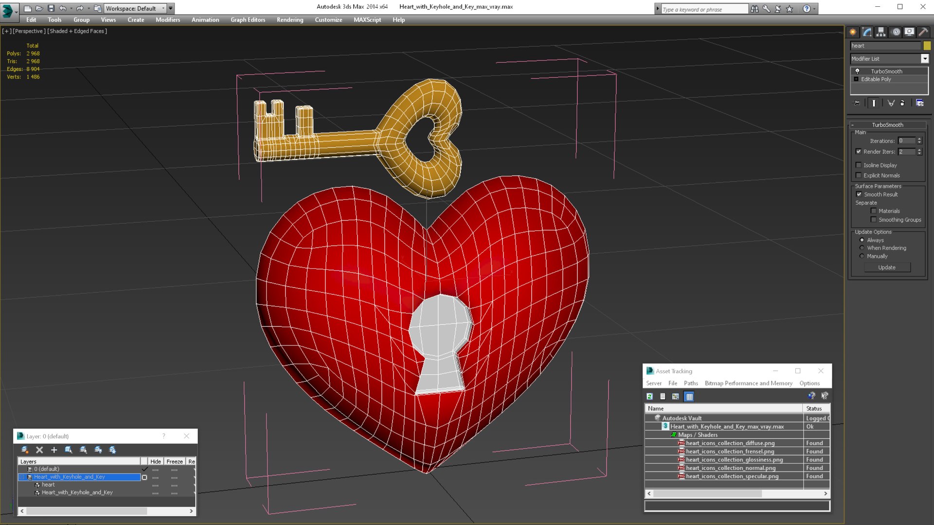 Heart with Keyhole and Key 3D model - TurboSquid 1799373