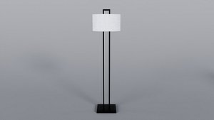 Low Poly Double Stand Black White Floor Lamp 3D Model StemCell UV 4K PBR Textures