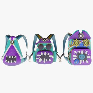 3D bag 3x Steampunk Captain Backpack model