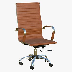 Office Chair Realistic Leather Brown 3D