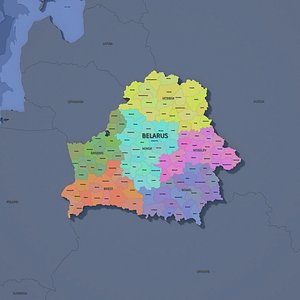 Belarus Admin 2 3D Map - Mercator 3D model