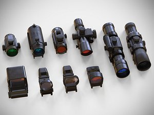 Sight Attachments Pack - PBR – Optical - Scope - Reflex – Red Dot – Coyote - Holographic