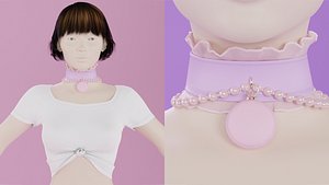 3D ruffle choker woman collar v1 model
