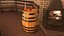 3D Oak Aging Barrel with Brandy Decanter and Glasses