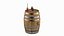 3D Oak Aging Barrel with Brandy Decanter and Glasses