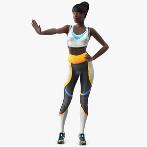 dark skin fitness woman 3D model